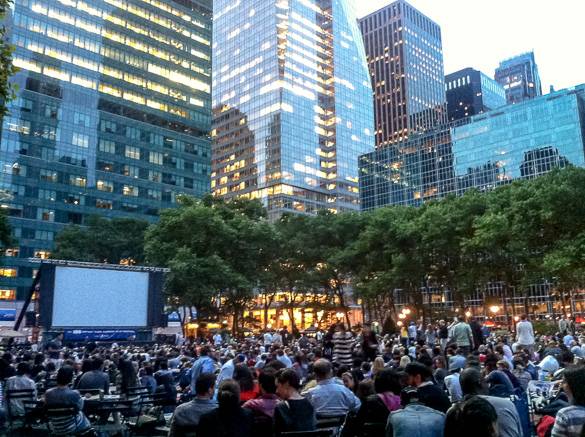 Imagen del cine de verano de Bryant Park, Manhattan