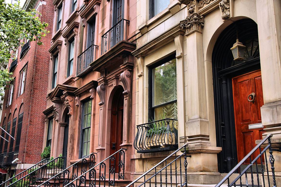 Fotografías de Brownstones en Harlem, Manhattan, Nueva York