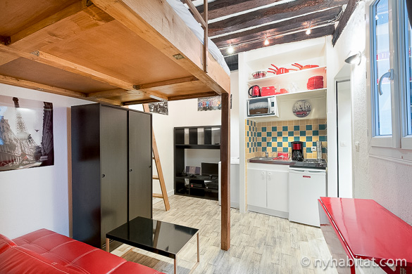 Imagen del salón principal del apartamento estudio amueblado PA-4405