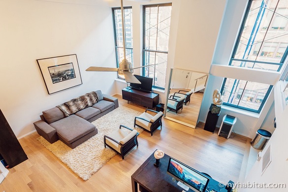Imagen desde arriba del salón del dúplex tipo loft NY-12177 en Greenwich Village