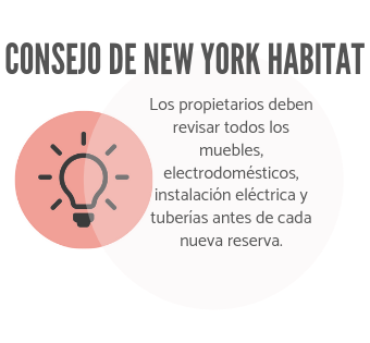 La infografía de New York Habitat anima a los propietarios a inspeccionar el alojamiento antes de hacer la reserva.