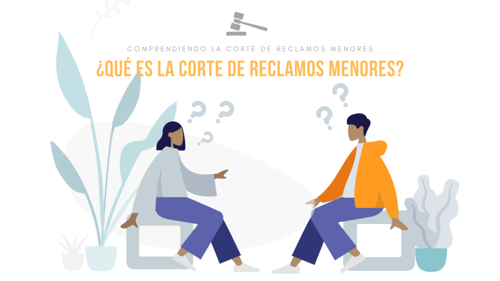 Ilustración de dos personas sentadas hablando.